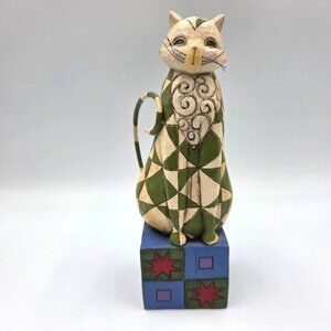 Jim Shore Heartwood Creek Felicity Green Cat Figurine Folk Art 2003